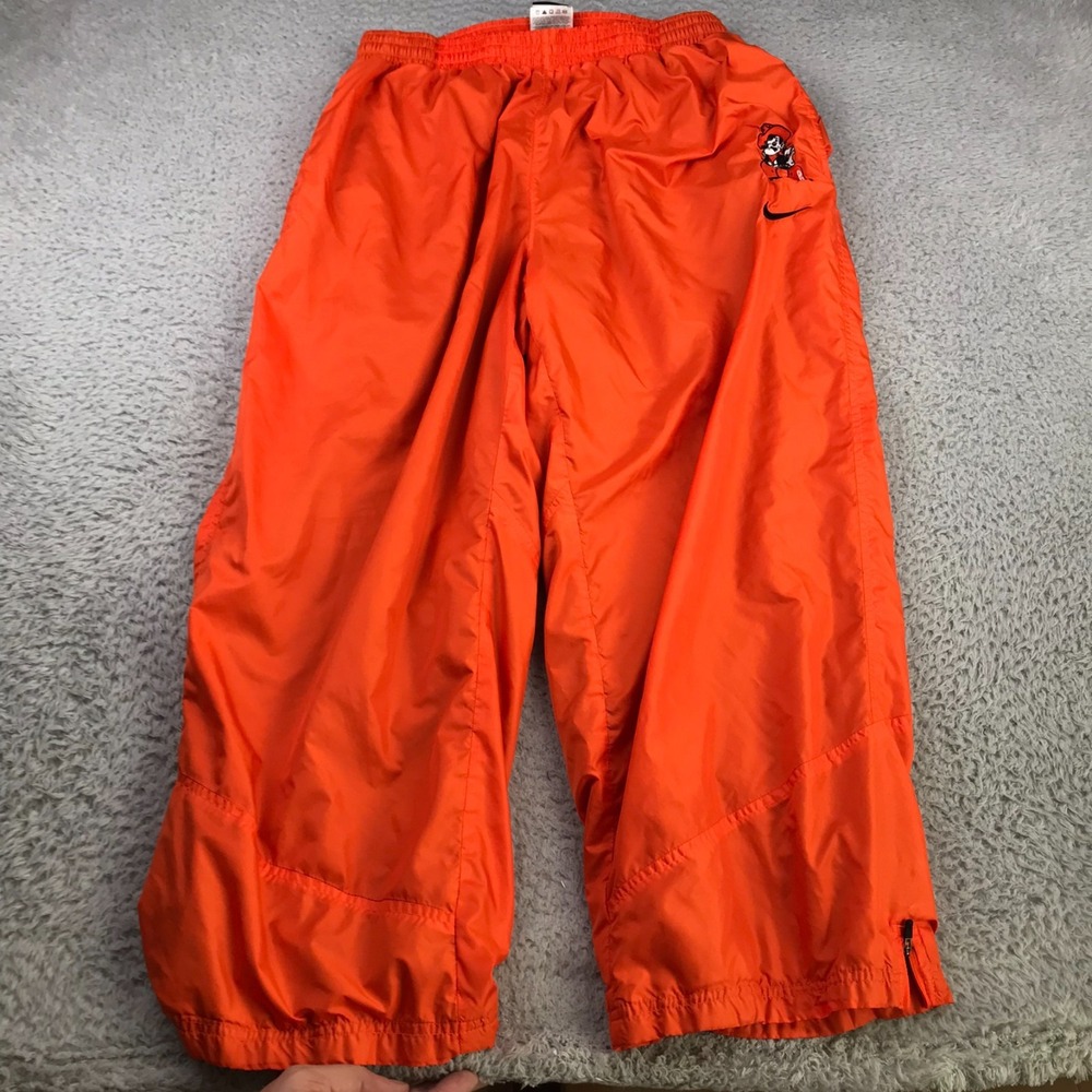Nike Windbreaker Pants Womens L (28x24) Orange Lined OSU Pistol Pete Oklahoma
